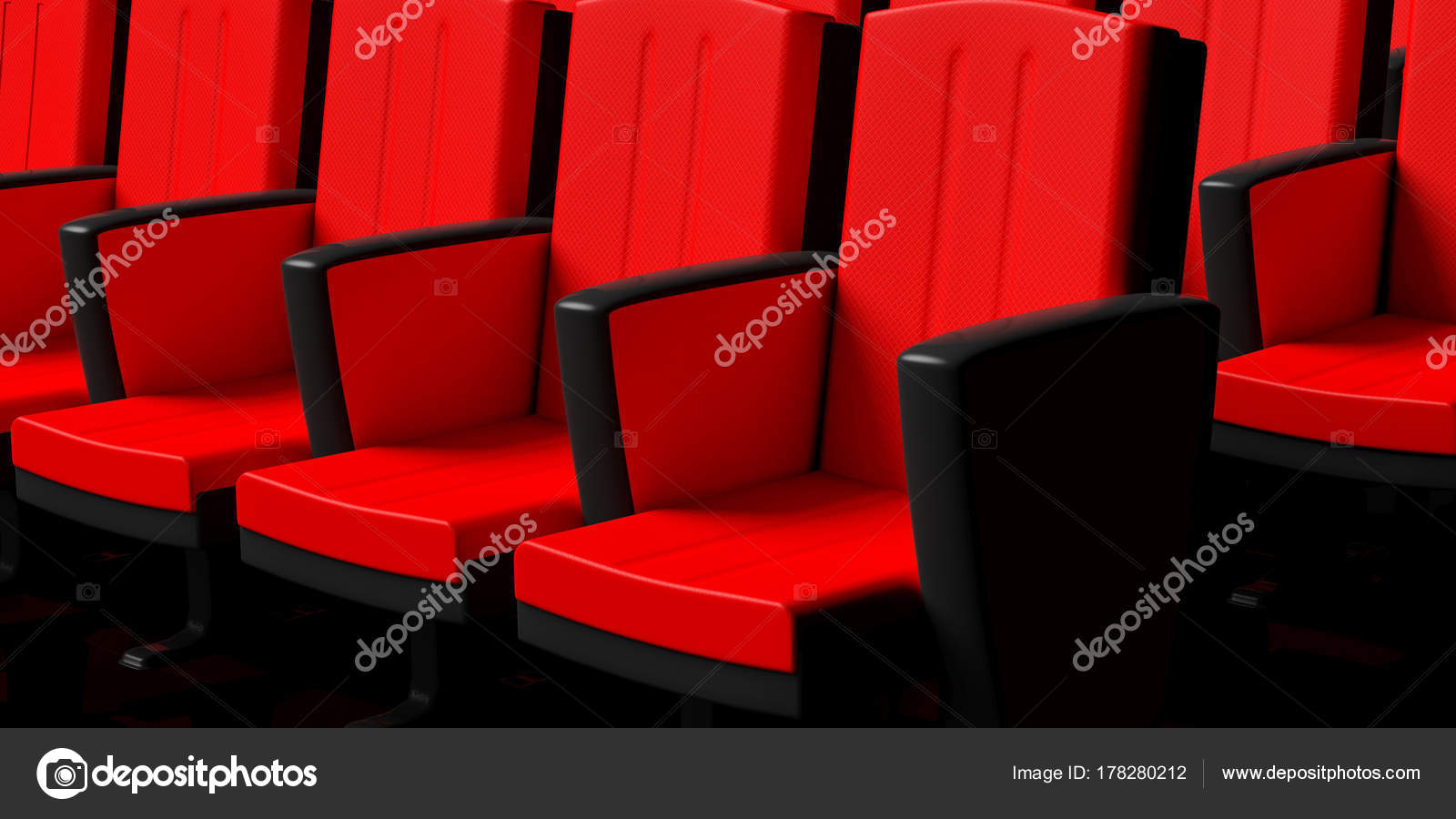 cinema chairs background perspective view 3d illustration 178280212