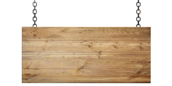 Sinal em branco de madeira isolado no fundo branco. ilustração 3d — Fotografia de Stock