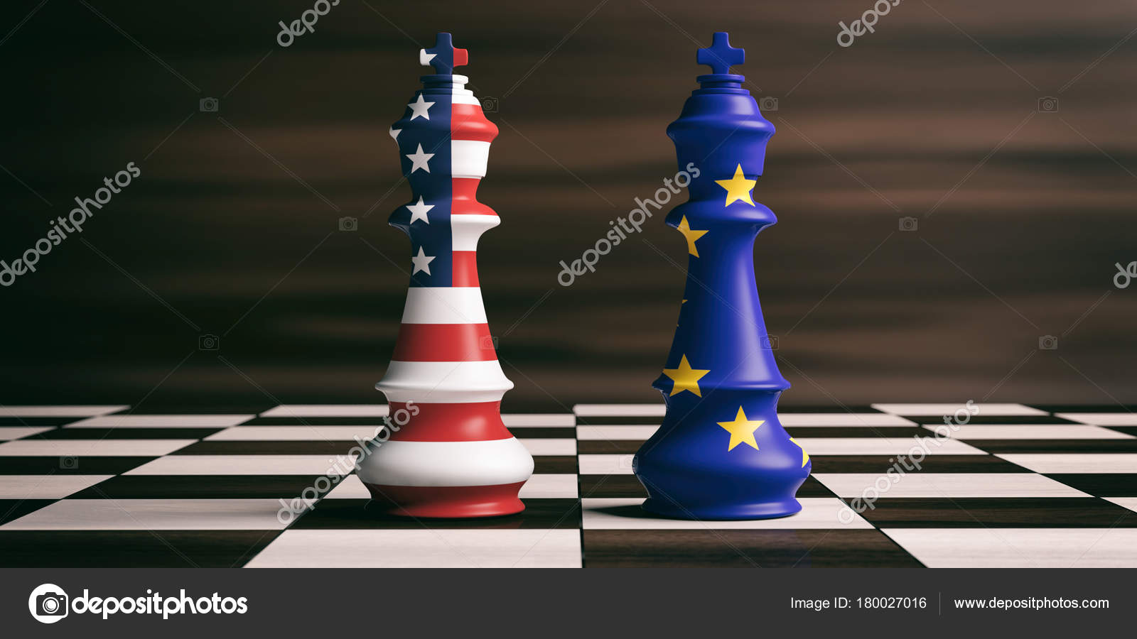 EU Chess King 3D Render Of Chess King With European Union Flag