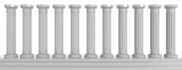 Marmurowymi kolumnami na białym tle. ilustracja 3D — Zdjęcie stockowe