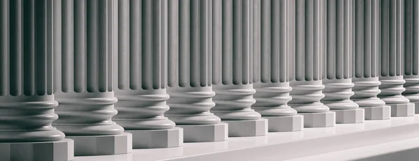 Bíróság homlokzata. Klasszikus márvány oszlopok háttér. 3D-s illusztráció — Stock Fotó