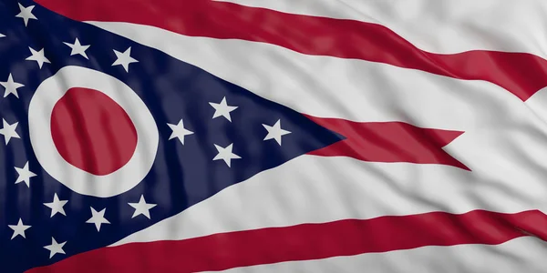 Ohio dalgalanan bayrak arka plan. 3D çizim — Stok fotoğraf