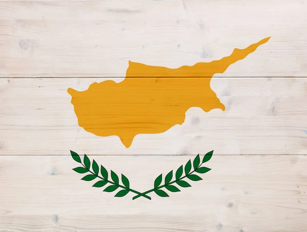 Flaga Cypru nakładki na podłoże drewniane. ilustracja 3D — Zdjęcie stockowe