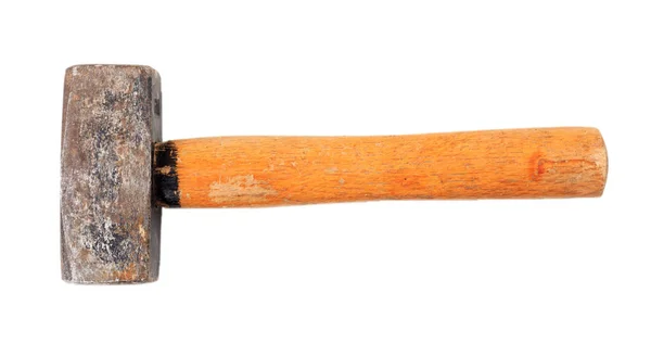 Old hammer isolated on white background, top view — Stock Photo, Image