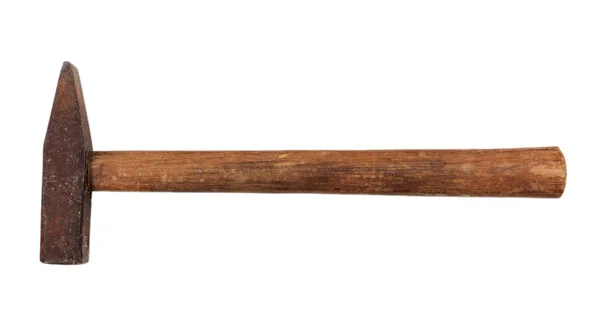 Παλιά σφυρί εργαλείο χεριού που απομονώνονται σε λευκό φόντο, το top view — Φωτογραφία Αρχείου