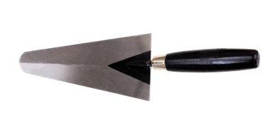 Beyaz arka plan üzerinde üstten görünüm izole metal mala
