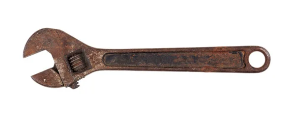 Παλιό γαλλικό κλειδί που απομονώνονται σε λευκό φόντο, το top view — Φωτογραφία Αρχείου