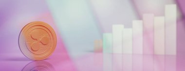 Dalgalanma, bulanıklık bar grafikler arka plan, afiş, kopya alanı üzerinde cryptocurrency. 3D çizim