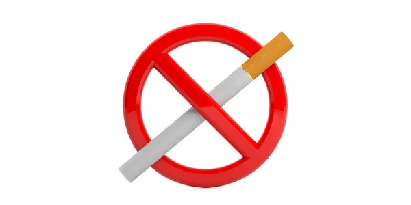 禁煙サインに孤立した白い背景。3 d イラストレーション — ストック写真