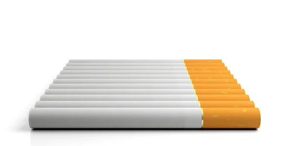 Κάπνισμα έννοια. Τσιγάρα που απομονώνονται σε λευκό φόντο. 3D απεικόνιση — Φωτογραφία Αρχείου