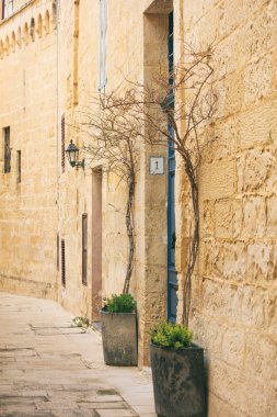 Malta, Mdina. Eski ortaçağ şehrin dar sokaklarında