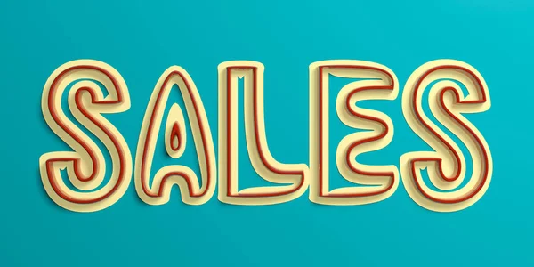 Πωλήσεις κειμένου, στυλ vintage γράμματα με ελαφρύ μπλε φόντο. 3D απεικόνιση — Φωτογραφία Αρχείου