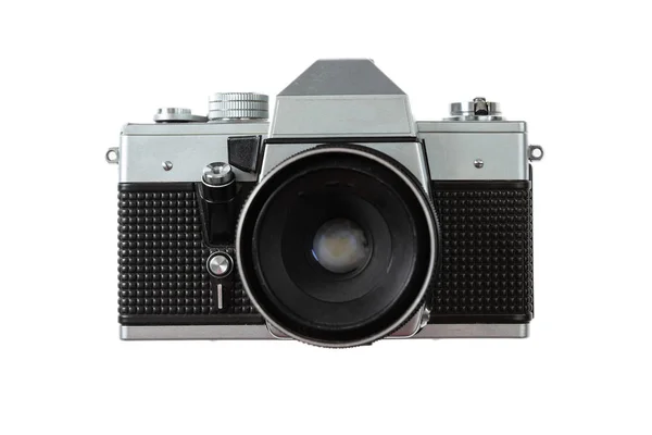 Винтажная пленочная камера на белом фоне — стоковое фото