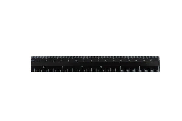 Black ruler isolated on white background — Stock Photo, Image