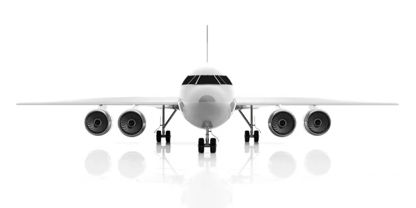 Avião isolado em fundo branco, vista frontal. ilustração 3d — Fotografia de Stock