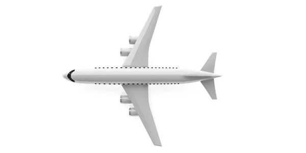 Airplane isolated, cutout, white background, top view. 3d illustration — Stock Photo, Image