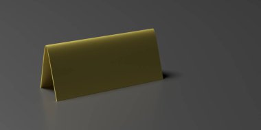 Tablo çadırı, rezerve edilmiş kart işareti gri arkaplan üzerinde izole edilmiş boş boş. 3d illüstrasyon