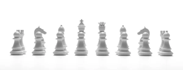 Fehér sakk készlet elszigetelt fehér háttérrel. 3d illusztráció — Stock Fotó