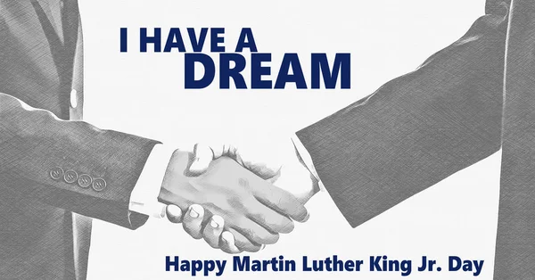 Martin Luther King jr. ich habe einen Traum und weiß-schwarzen Händeschüttelhintergrund. — Stockfoto