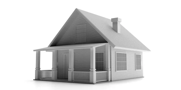 Σπίτι μοντέλο παιχνίδι απομονώνονται σε λευκό φόντο. 3D εικονογράφηση — Φωτογραφία Αρχείου
