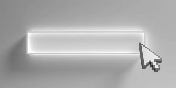 Mauszeiger, der weißen leeren Rahmen zeigt, Kopierraum. 3D-Illustration — Stockfoto