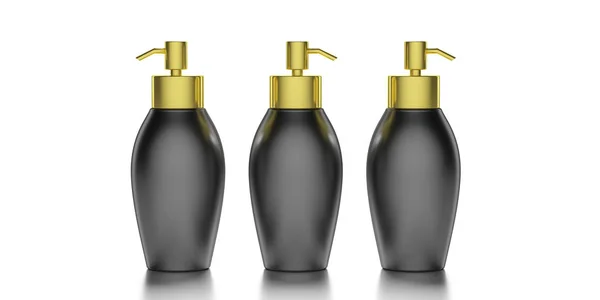 Bottiglia vuota pompa cosmetica isolata su sfondo bianco. Illustrazione 3d — Foto Stock