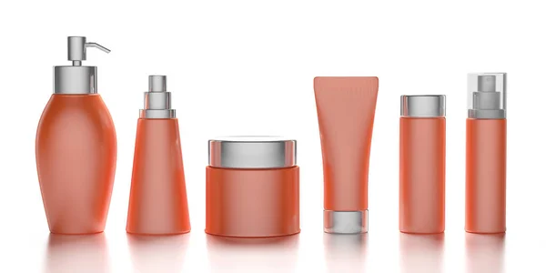 Embalagens de cosméticos em branco isoladas em fundo branco, ilustração 3d — Fotografia de Stock