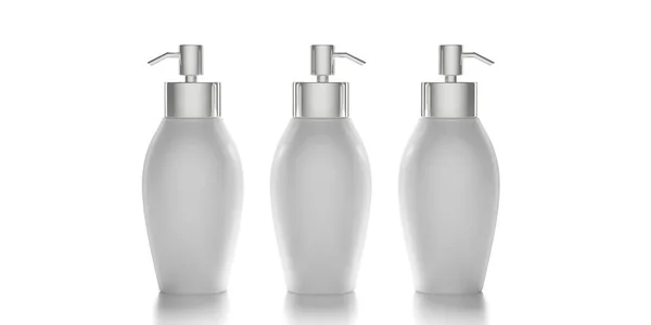 Pusta butelka z pompą kosmetyczną izolowana na białym tle. Ilustracja 3D — Zdjęcie stockowe