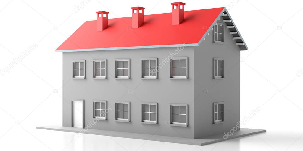 House mansion miniature isolated against white background. 3d illustration