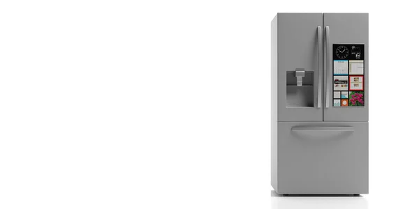 Refrigerador lado a lado sobre fondo blanco. ilustración 3d — Foto de Stock