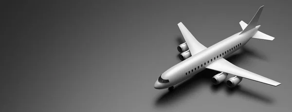 Modelo de avión sobre fondo negro gris. ilustración 3d — Foto de Stock