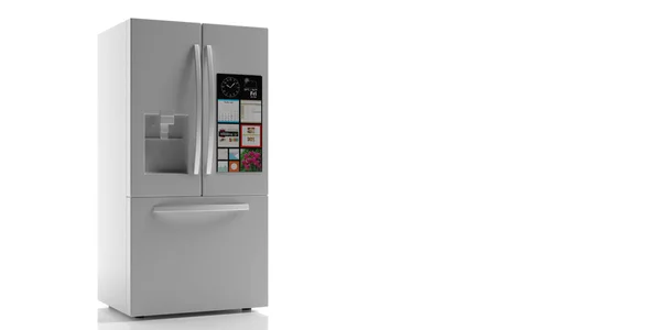 Refrigerador lado a lado sobre fondo blanco. ilustración 3d — Foto de Stock