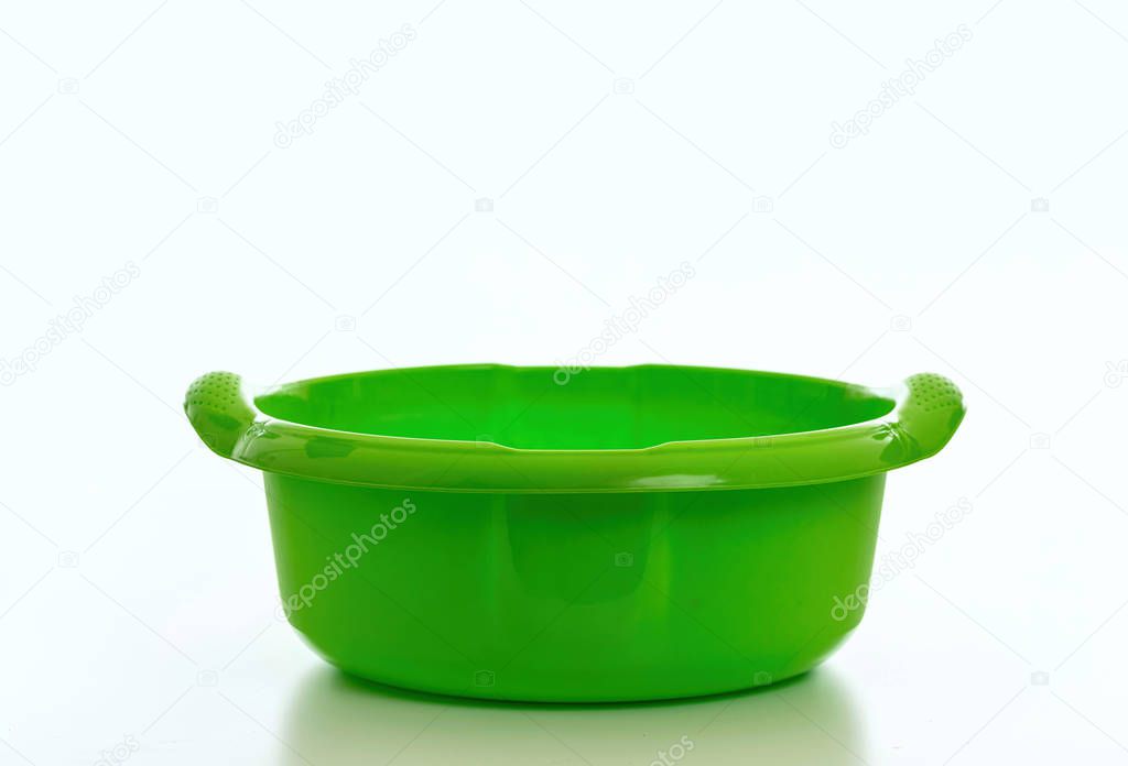 Cleaning washbowl green color isolated against white background,