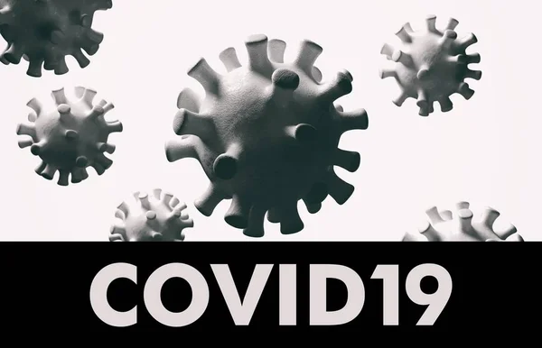 Covid19. Gripe coronavirus flotante, microvisión, infección por virus pandémico, concepto de gripe china. ilustración 3d —  Fotos de Stock