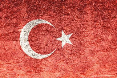 Duvarda hindi bayrağı. Kirli bir duvara Türk bayrağı çizilmiş. Türkiye, Türkçe ve kültür kavramı