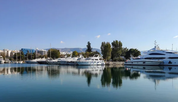 Athens Greece February 2020 Anchored Yachts Alimos Marina Biggest Marine — Stock Photo, Image