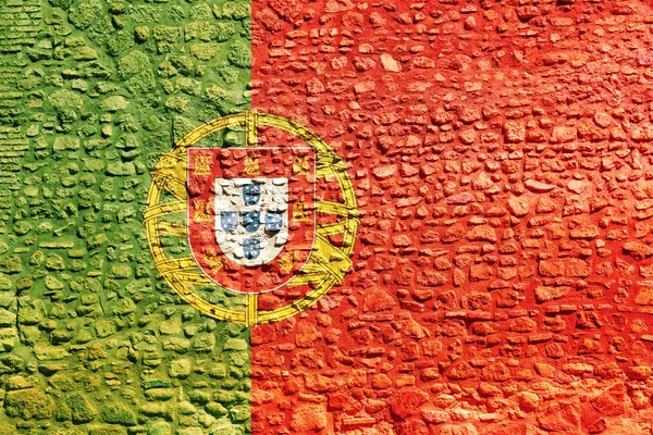 Bandeira Portugal Parede Bandeira Portuguesa Pintada Numa Parede Tijolos Grunge — Fotografia de Stock