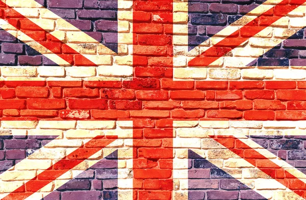 Flag Wall United Kingdom Flag Painted Grunge Brick Wall Great — Stock Photo, Image