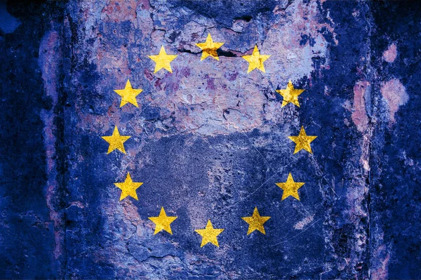 Flagge Der Wand Die Flagge Der Europäischen Union Einer Grunge — Stockfoto