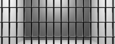 Hapishanenin içinde. Hapishane parmaklıkları. Hapis, hapis, mahkumiyet konsepti, 3 boyutlu illüstrasyon