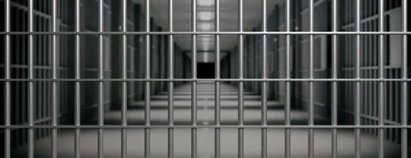 Vnitřek Věznice Vězeňské Mříže Cely Tmavé Pozadí Vězeňský Vězeňský Koncepce — Stock fotografie