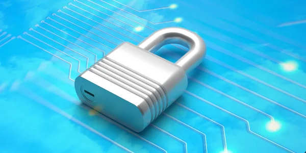 Cyberbezpieczeństwo Antywirus Koncepcja Ochrony Danych Kłódka Tle Technologii Niebieskiego Cyberprzestrzeni — Zdjęcie stockowe