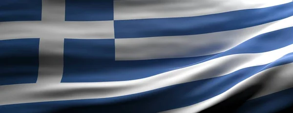 Greece Sign Symbol Greek National Flag Waving Texture Background Banner — Stock Photo, Image