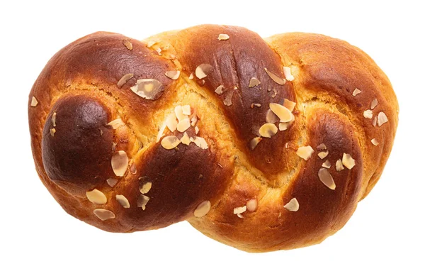 Süßes Brot Oster Tsoureki Cozonac Isolierter Ausschnitt Auf Weißem Hintergrund — Stockfoto