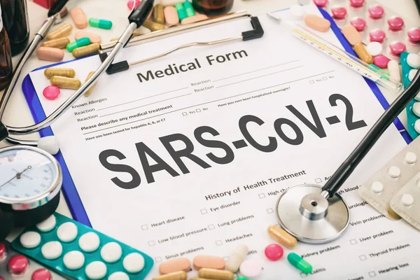 Sars Cov2 Formulir Medis Flu Coronavirus Diagnosa Konsep Infeksi Virus — Stok Foto