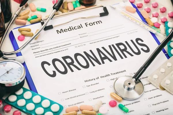 Coronavirus Covid19 Formulir Medis Flu Coronavirus Diagnosa Konsep Infeksi Virus — Stok Foto