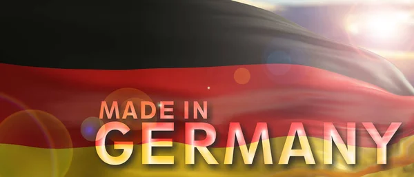 德国制造的关于德国国旗纹理背景的文本 德国工业 产品和质量概念 3D说明 — 图库照片