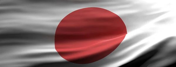 Japán Jel Szimbólum Japán Nemzeti Zászló Lengő Textúra Háttér Banner — Stock Fotó
