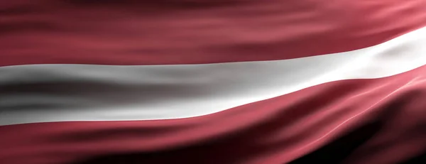 라트비아는 상징으로 서명한다 라트비아 국기가 배너를 흔들고 있습니다 — 스톡 사진