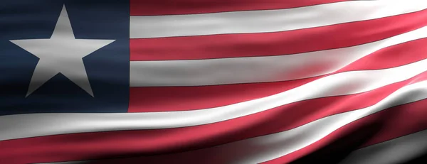 Liberia Sign Symbol Liberian National Flag Waving Texture Background Banner — Stock Photo, Image